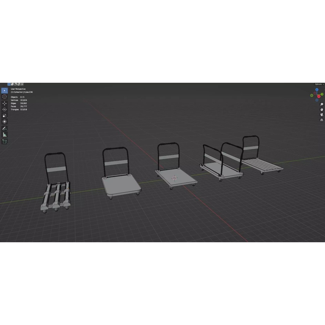 Trolley Storage Rack Lockers 3D Model – Low Poly Game Asset, FBX - View 33