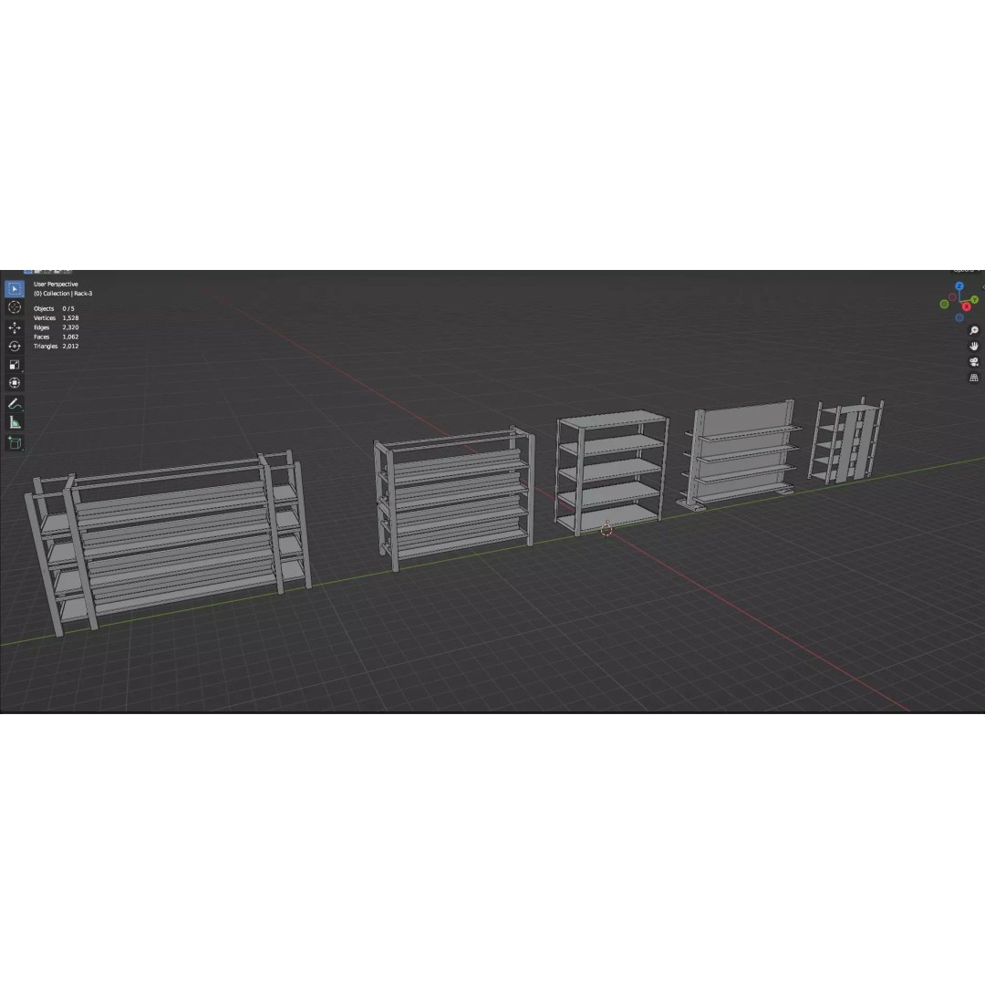 Trolley Storage Rack Lockers 3D Model – Low Poly Game Asset, FBX - View 35