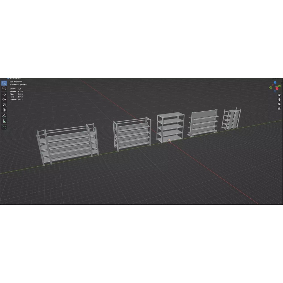 Trolley Storage Rack Lockers 3D Model – Low Poly Game Asset, FBX - View 36