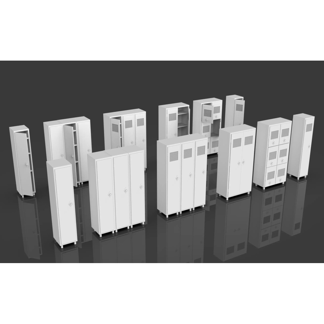 Trolley Storage Rack Lockers 3D Model – Low Poly Game Asset, FBX - View 4