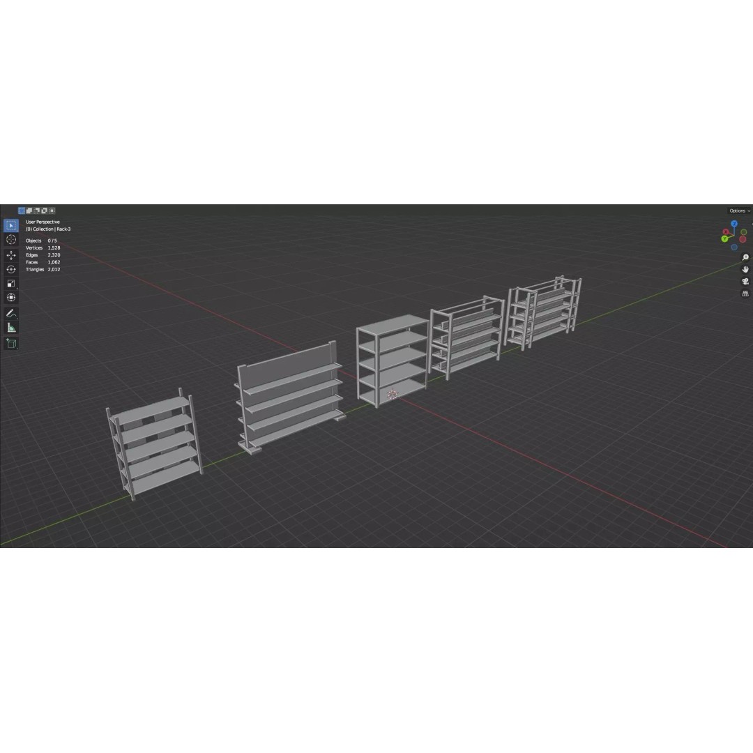 Trolley Storage Rack Lockers 3D Model – Low Poly Game Asset, FBX - View 42