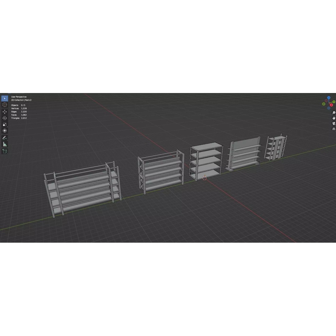 Trolley Storage Rack Lockers 3D Model – Low Poly Game Asset, FBX - View 45