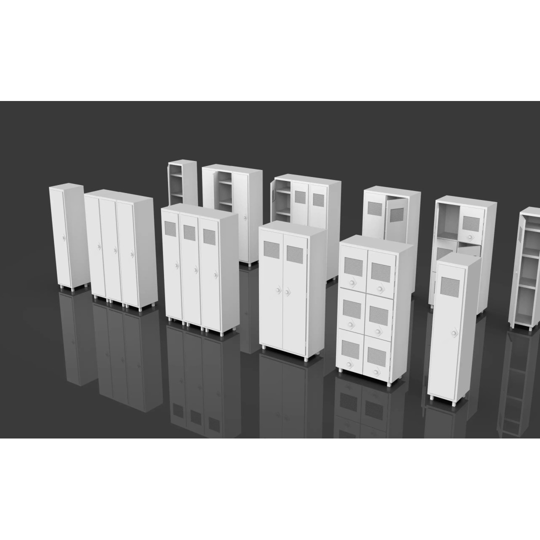 Trolley Storage Rack Lockers 3D Model – Low Poly Game Asset, FBX - View 5