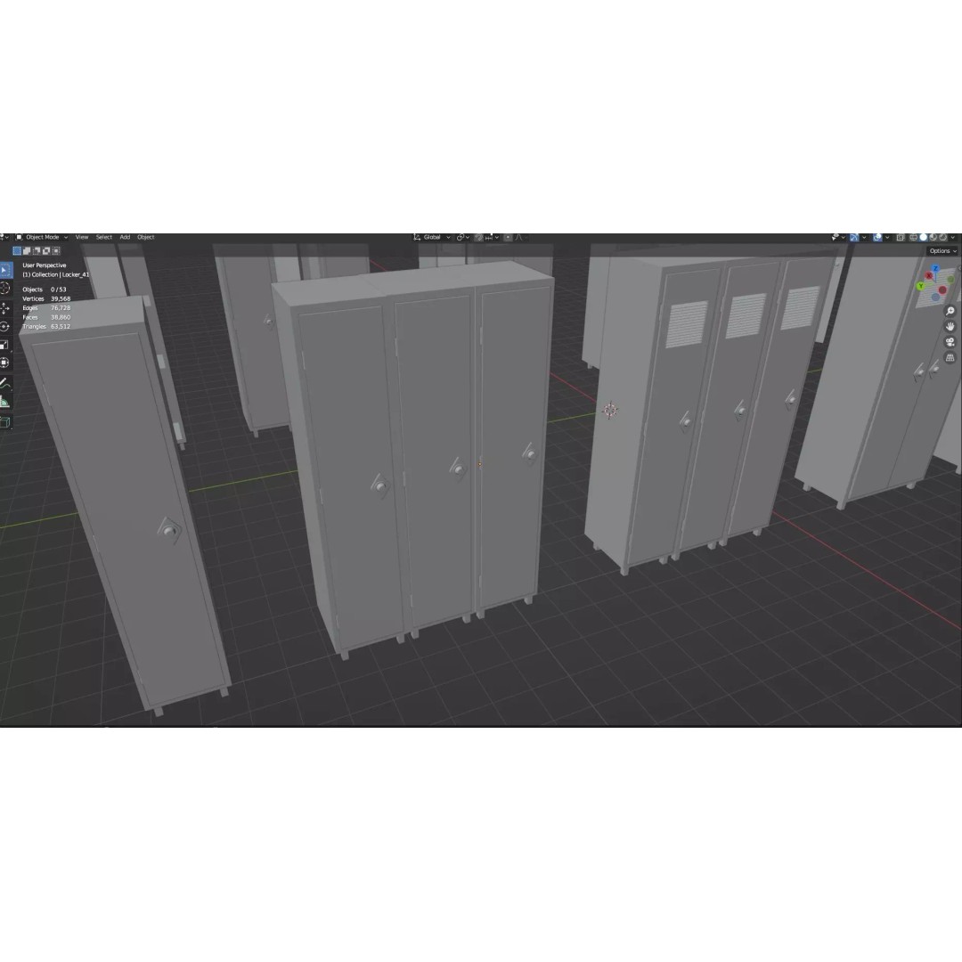Trolley Storage Rack Lockers 3D Model – Low Poly Game Asset, FBX - View 53