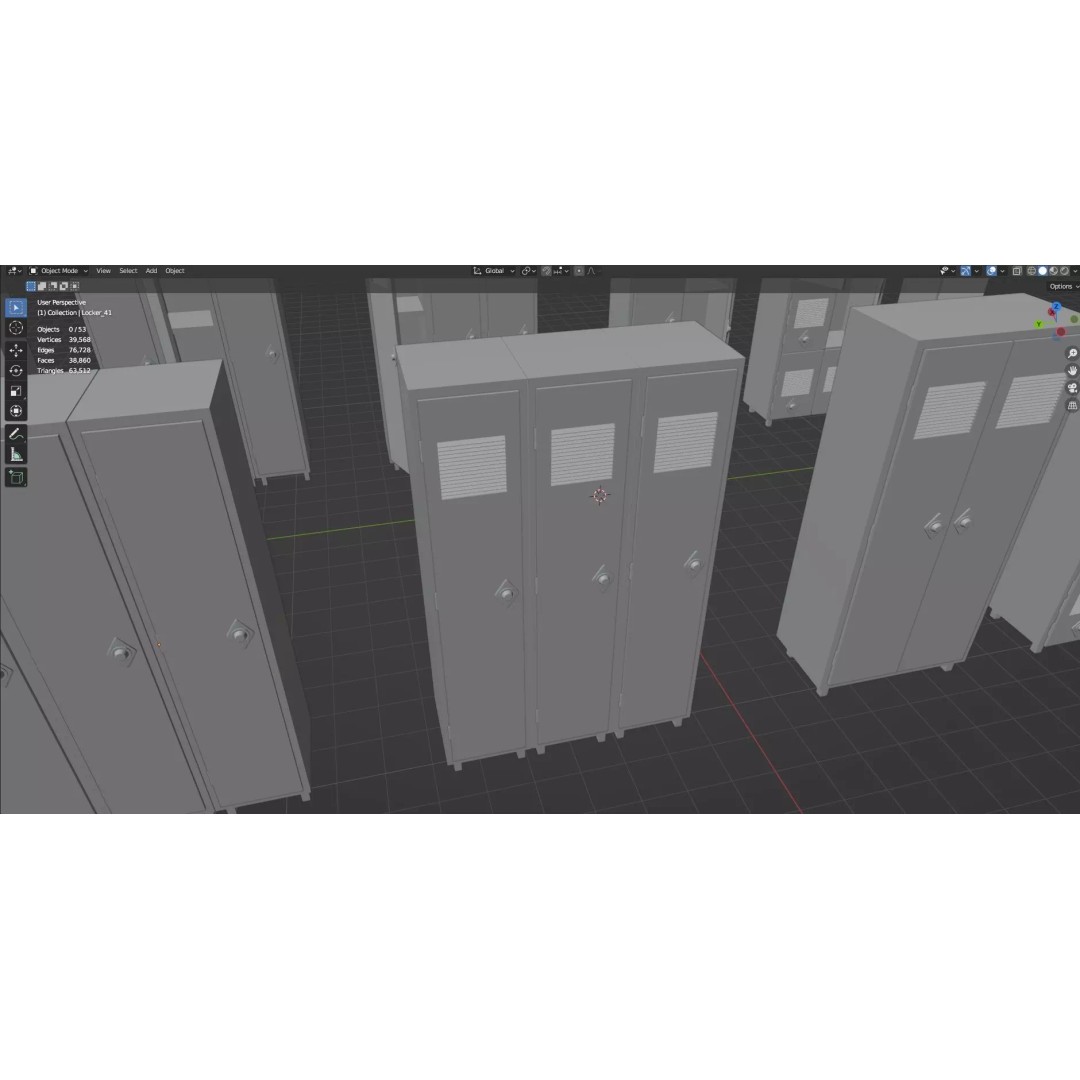 Trolley Storage Rack Lockers 3D Model – Low Poly Game Asset, FBX - View 54
