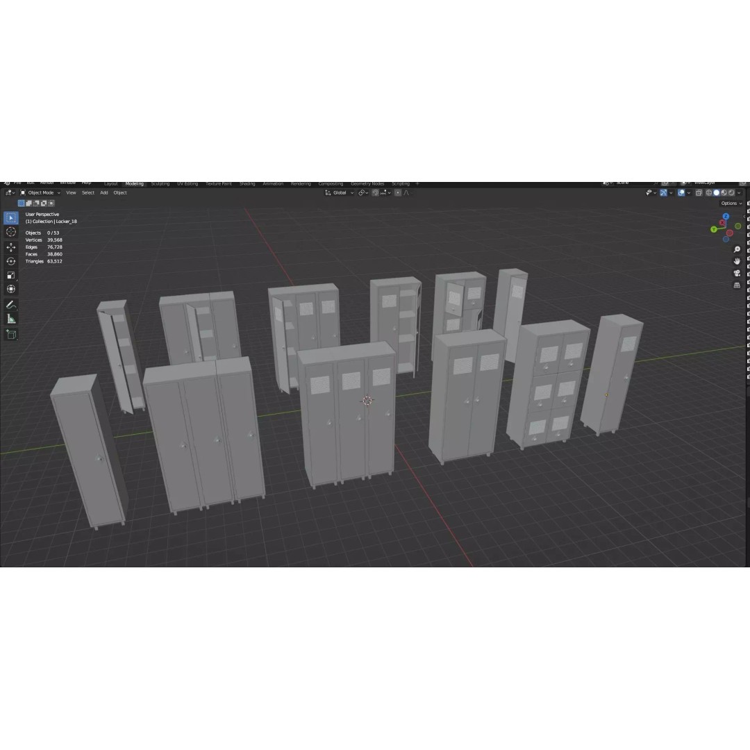 Trolley Storage Rack Lockers 3D Model – Low Poly Game Asset, FBX - View 55