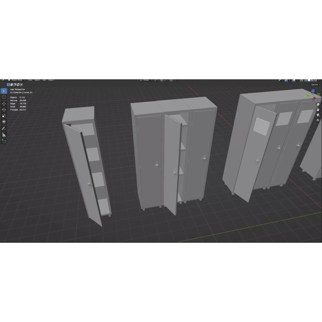 Trolley Storage Rack Lockers 3D Model – Low Poly Game Asset, FBX - View 58