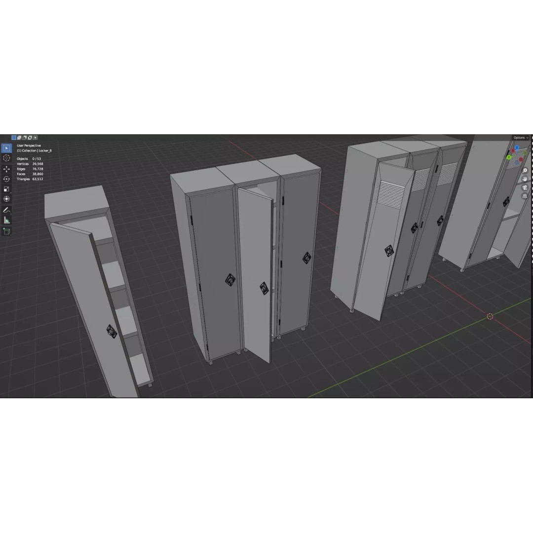 Trolley Storage Rack Lockers 3D Model – Low Poly Game Asset, FBX - View 59