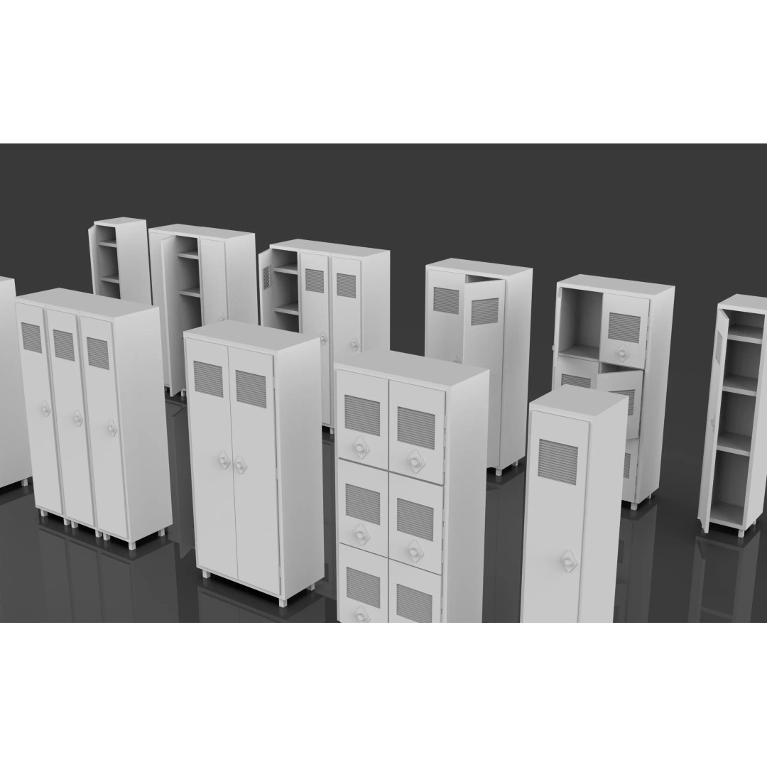Trolley Storage Rack Lockers 3D Model – Low Poly Game Asset, FBX - View 6