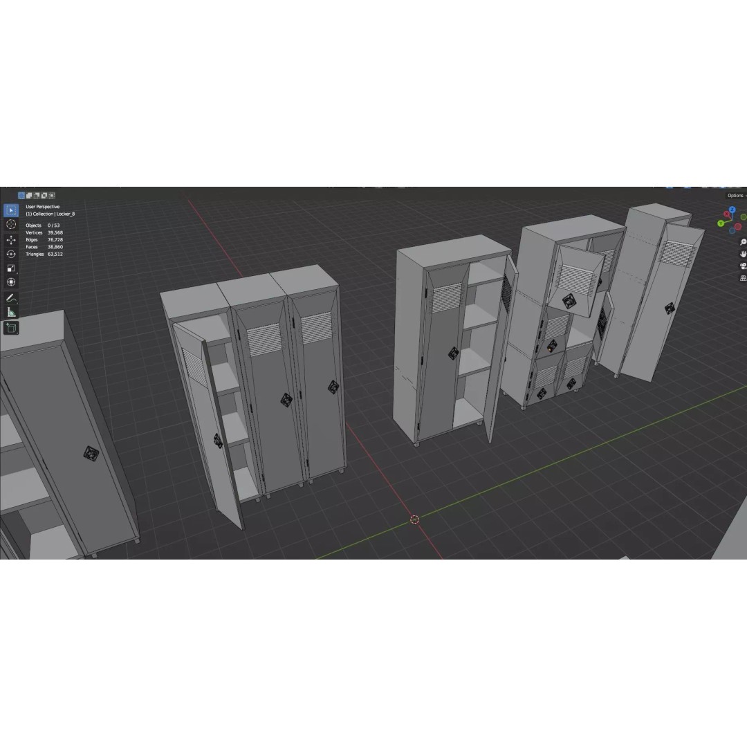 Trolley Storage Rack Lockers 3D Model – Low Poly Game Asset, FBX - View 60