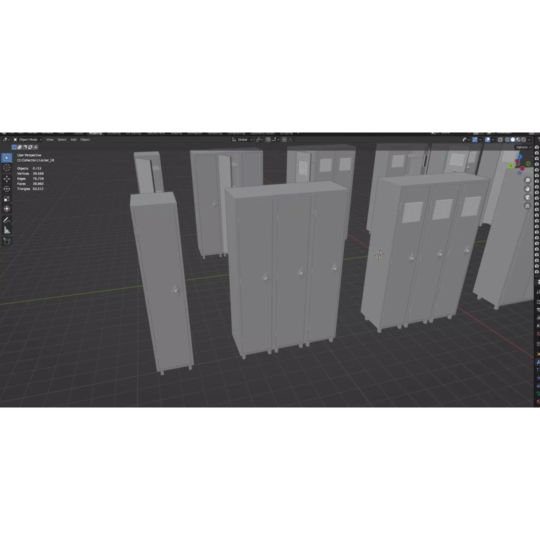 Trolley Storage Rack Lockers 3D Model – Low Poly Game Asset, FBX - View 62