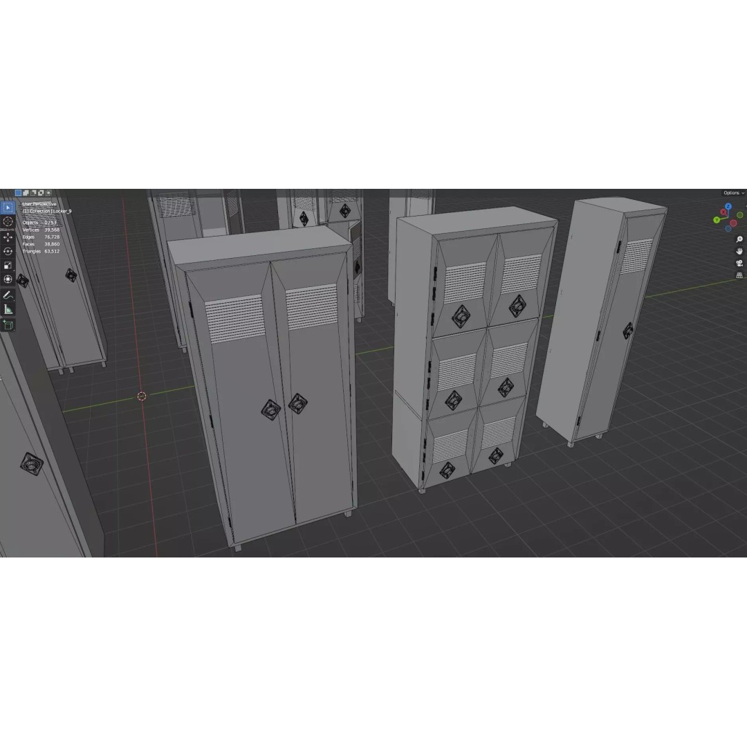 Trolley Storage Rack Lockers 3D Model – Low Poly Game Asset, FBX - View 63