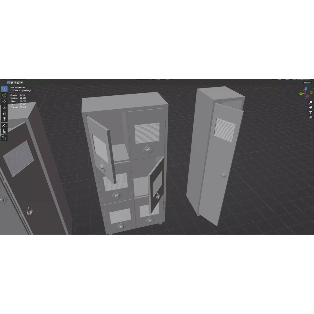 Trolley Storage Rack Lockers 3D Model – Low Poly Game Asset, FBX - View 64