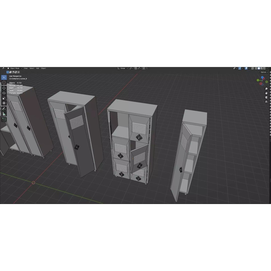 Trolley Storage Rack Lockers 3D Model – Low Poly Game Asset, FBX - View 65