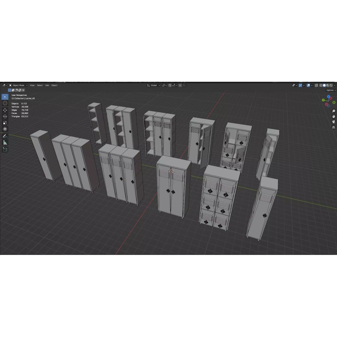 Trolley Storage Rack Lockers 3D Model – Low Poly Game Asset, FBX - View 66