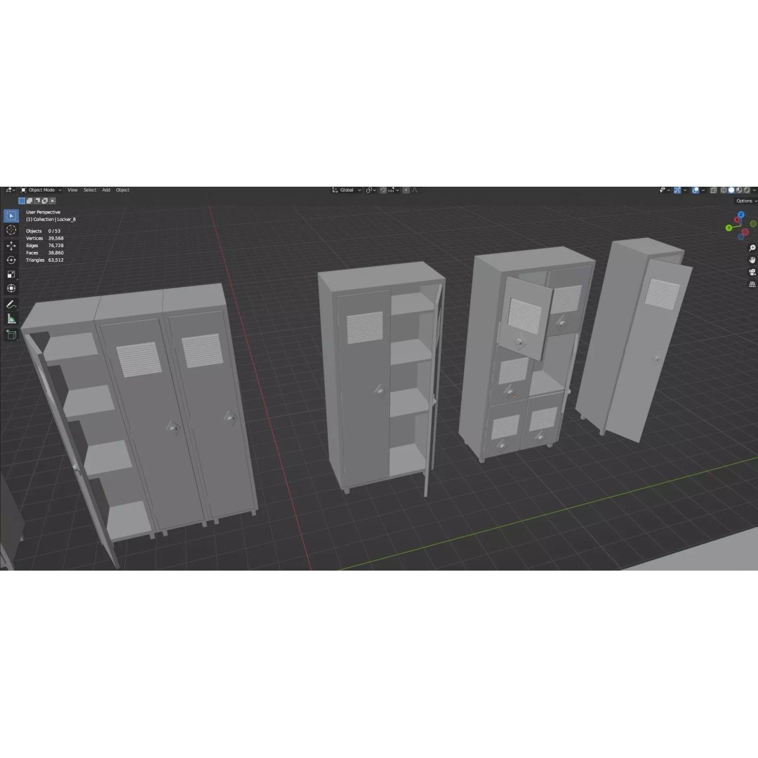 Trolley Storage Rack Lockers 3D Model – Low Poly Game Asset, FBX - View 67