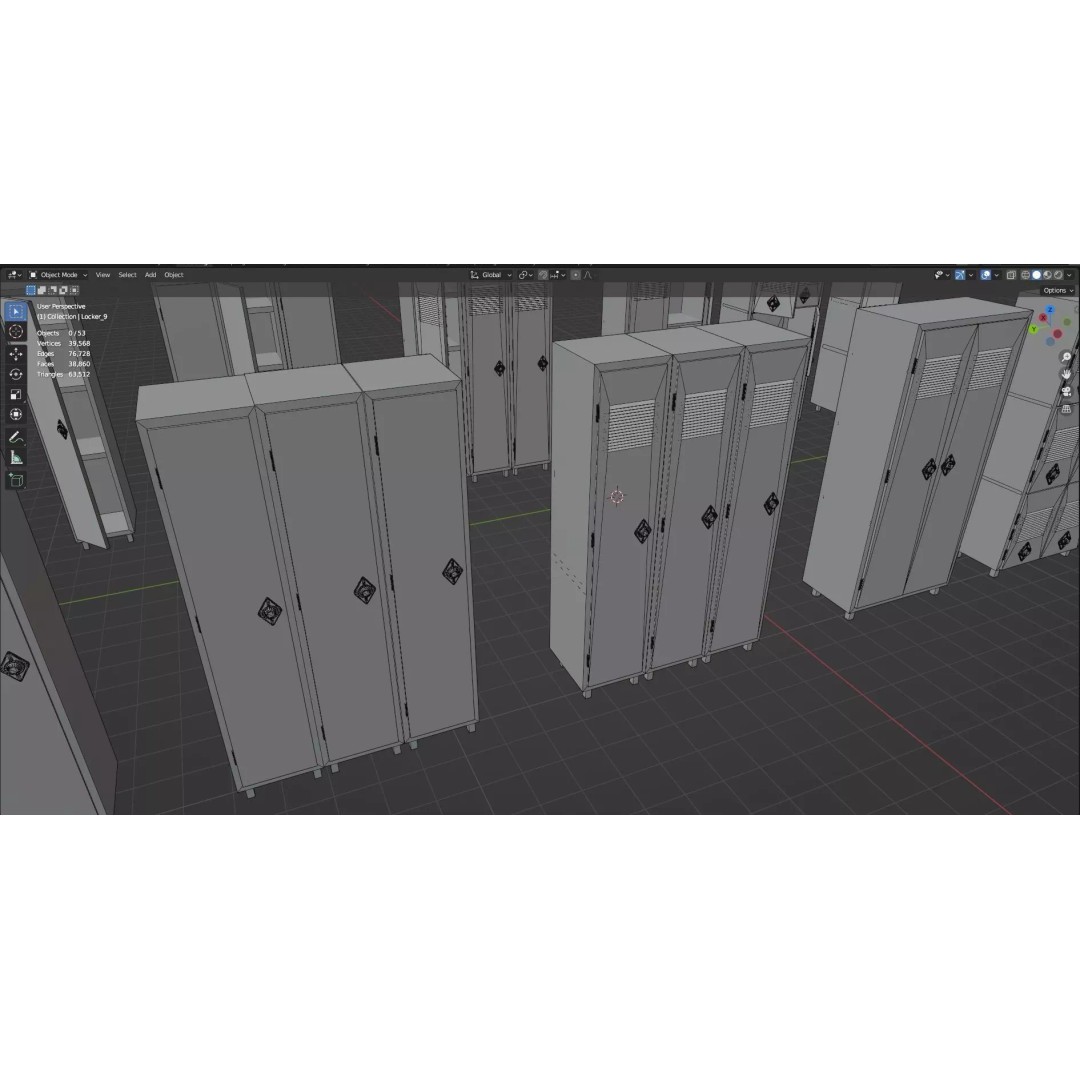 Trolley Storage Rack Lockers 3D Model – Low Poly Game Asset, FBX - View 69