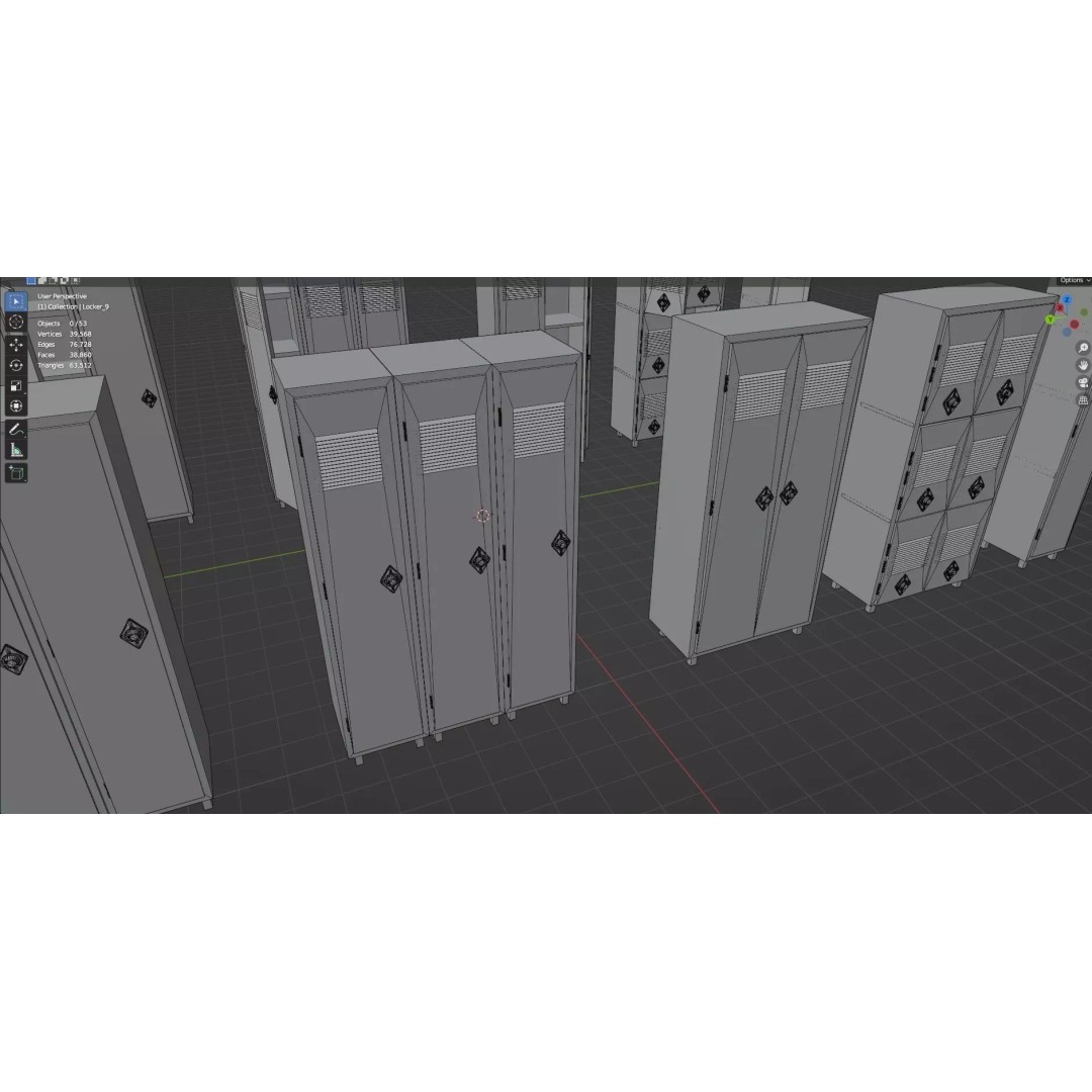 Trolley Storage Rack Lockers 3D Model – Low Poly Game Asset, FBX - View 70