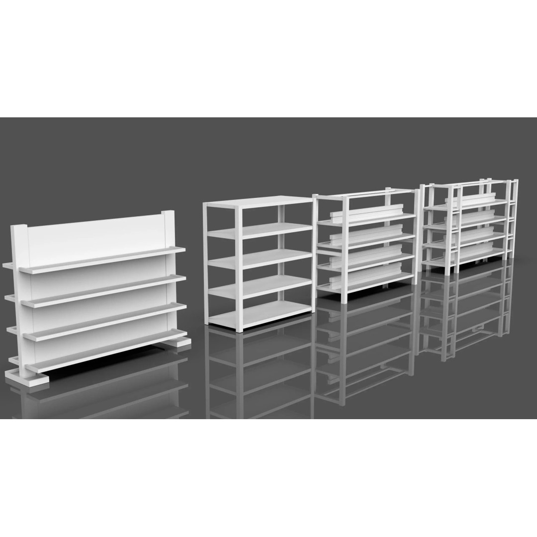Trolley Storage Rack Lockers 3D Model – Low Poly Game Asset, FBX - View 8