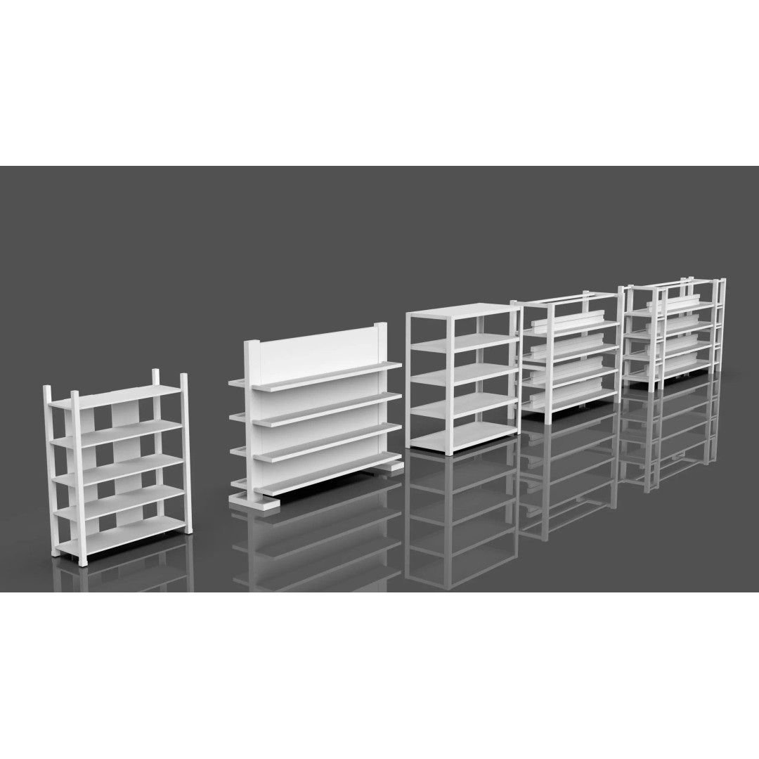 Trolley Storage Rack Lockers 3D Model – Low Poly Game Asset, FBX - View 9