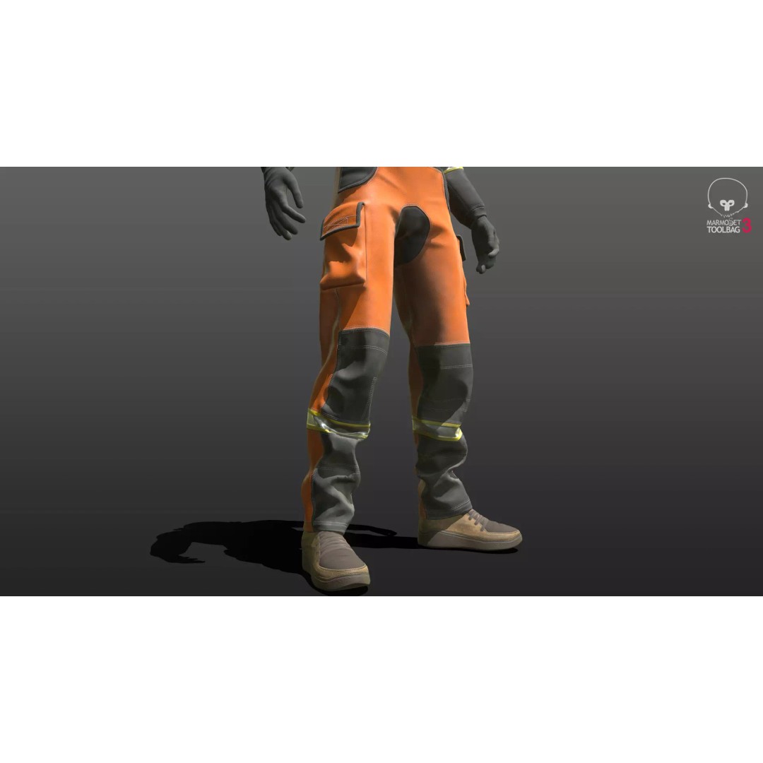 Welder Suit 3D Model – Low Poly Rigged Character for Games - View 10