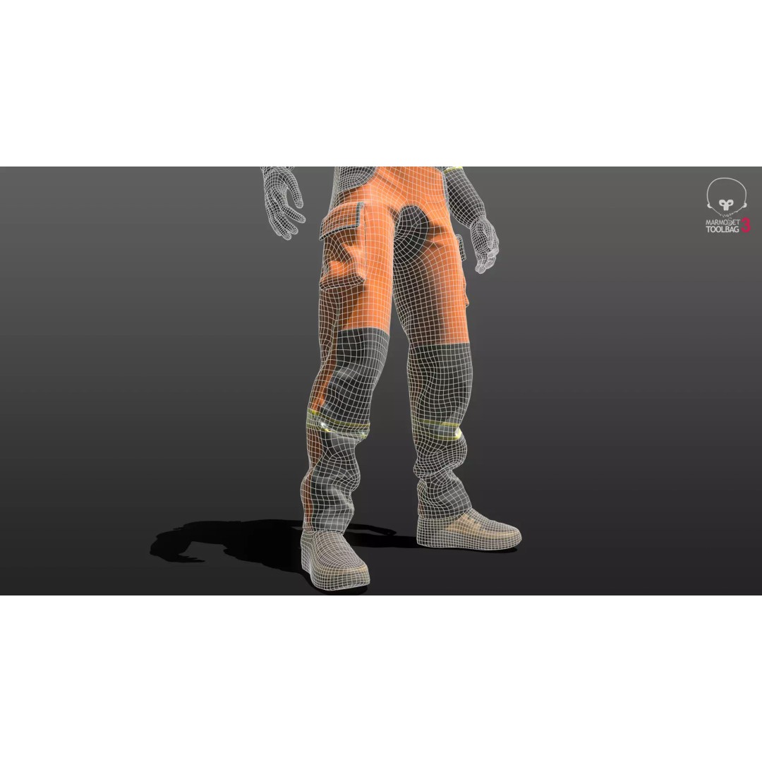 Welder Suit 3D Model – Low Poly Rigged Character for Games - View 11
