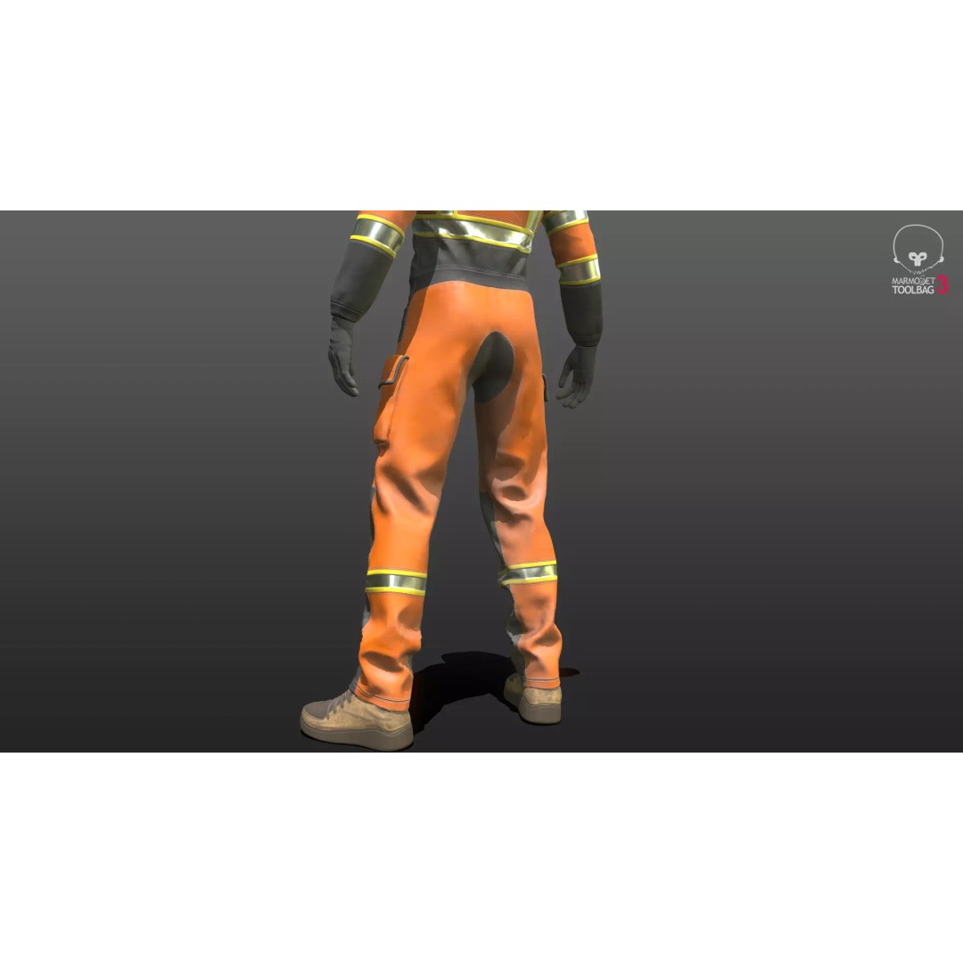 Welder Suit 3D Model – Low Poly Rigged Character for Games - View 12