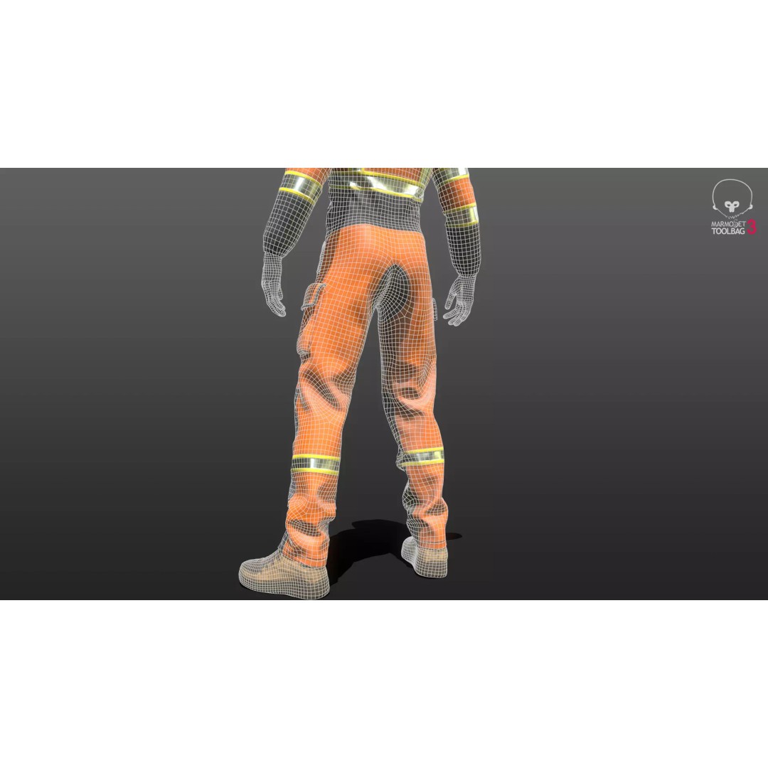 Welder Suit 3D Model – Low Poly Rigged Character for Games - View 13