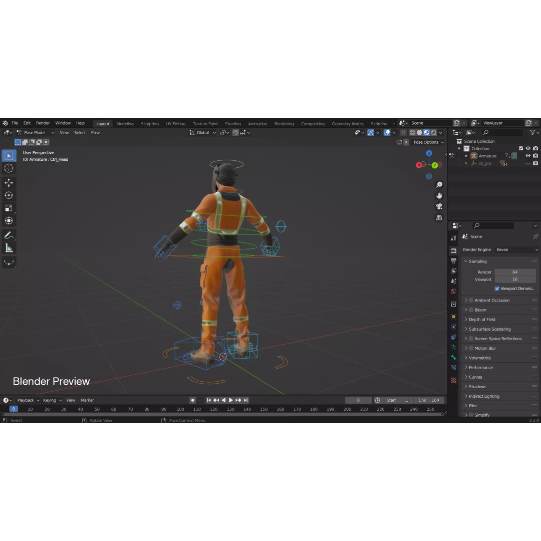 Welder Suit 3D Model – Low Poly Rigged Character for Games - View 30
