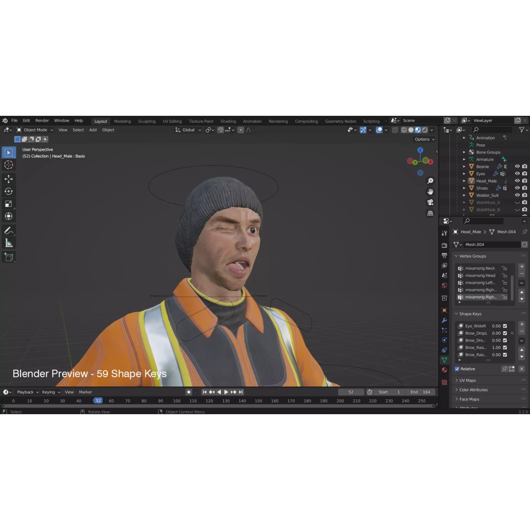 Welder Suit 3D Model – Low Poly Rigged Character for Games - View 32