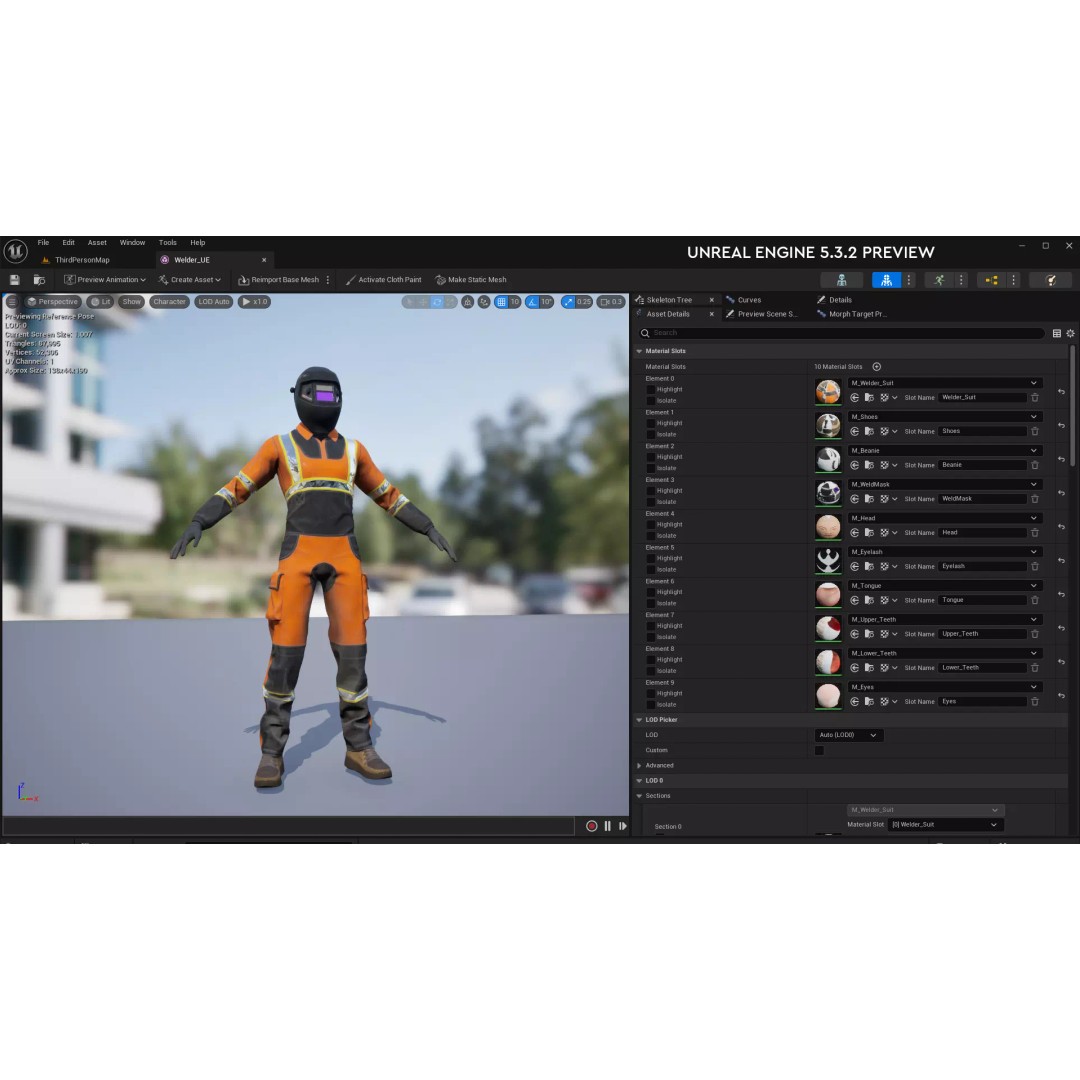 Welder Suit 3D Model – Low Poly Rigged Character for Games - View 33