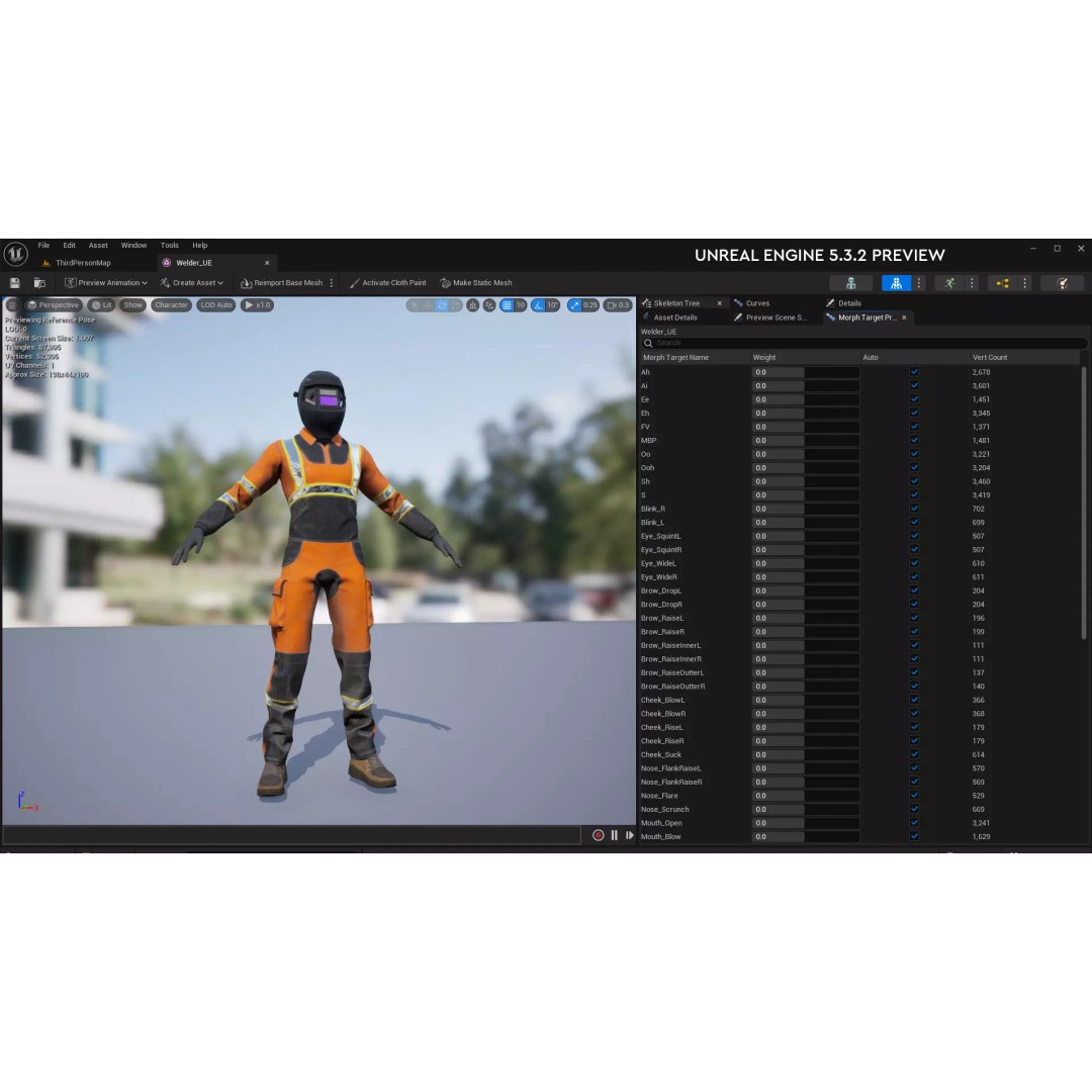 Welder Suit 3D Model – Low Poly Rigged Character for Games - View 34