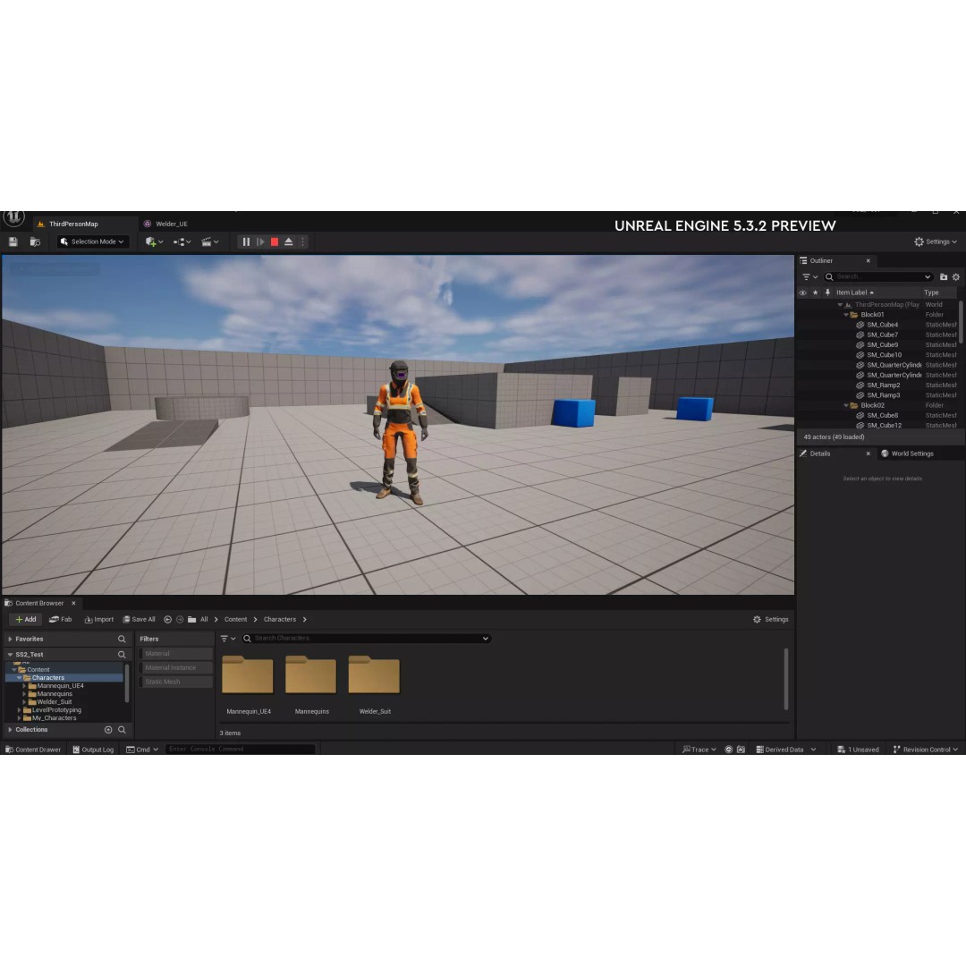 Welder Suit 3D Model – Low Poly Rigged Character for Games - View 36