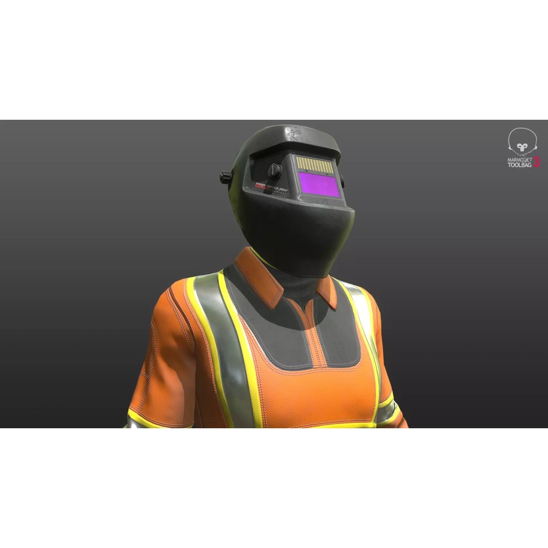Welder Suit 3D Model – Low Poly Rigged Character for Games - View 6
