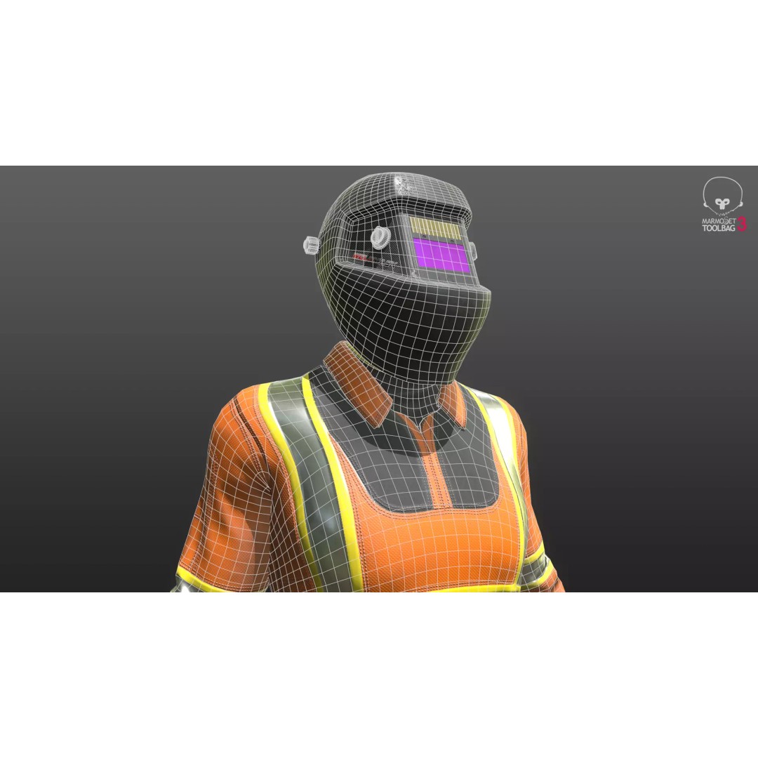Welder Suit 3D Model – Low Poly Rigged Character for Games - View 7