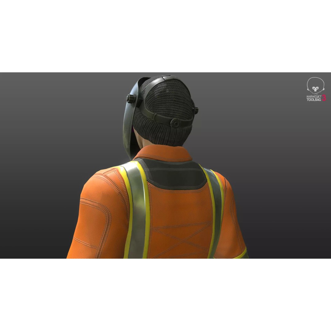 Welder Suit 3D Model – Low Poly Rigged Character for Games - View 8