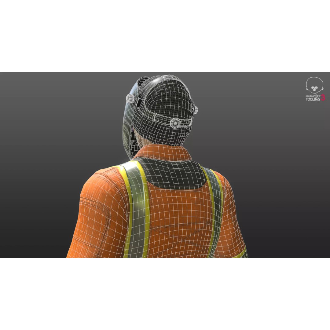 Welder Suit 3D Model – Low Poly Rigged Character for Games - View 9