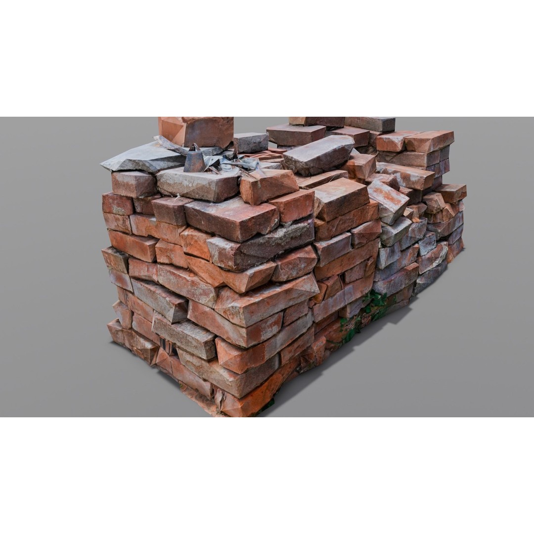 Bricks 3D Model – Low Poly Architectural Asset, FBX, OBJ