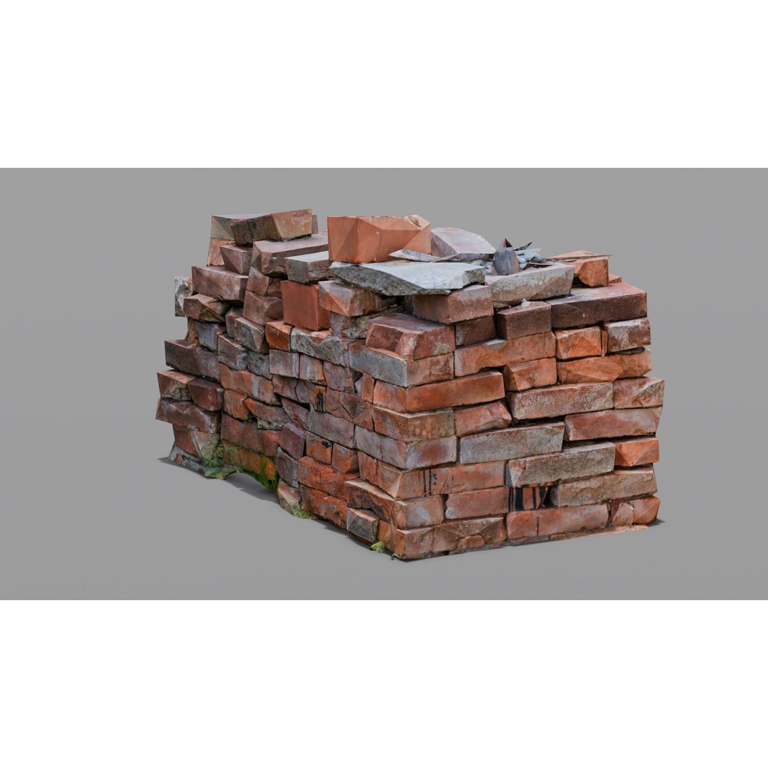 Bricks 3D Model – Low Poly Architectural Asset, FBX, OBJ - View 13