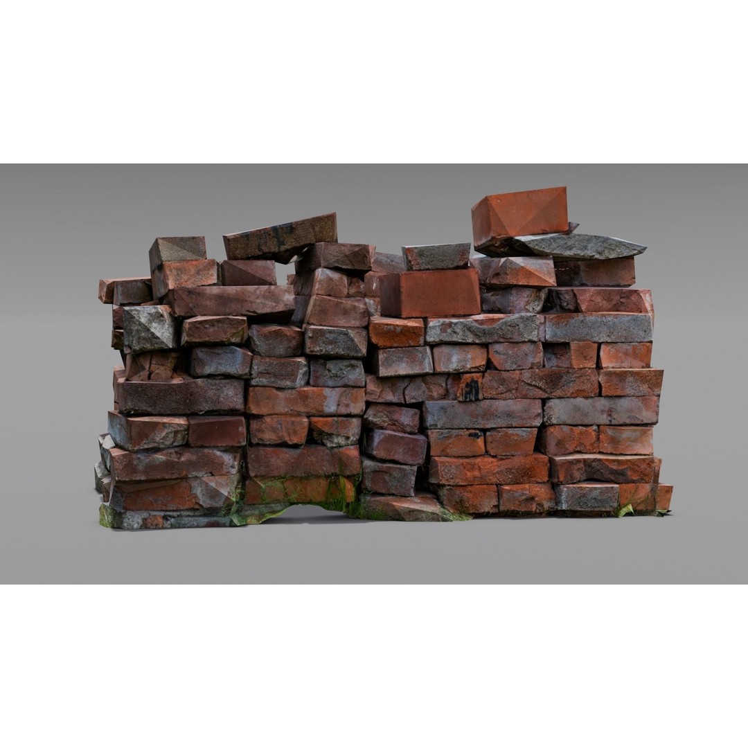 Bricks 3D Model – Low Poly Architectural Asset, FBX, OBJ - View 14