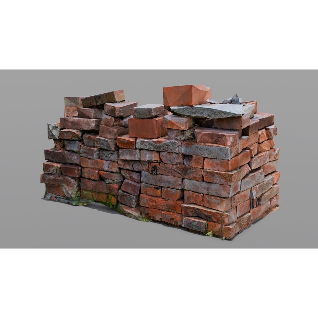 Bricks 3D Model – Low Poly Architectural Asset, FBX, OBJ - View 15