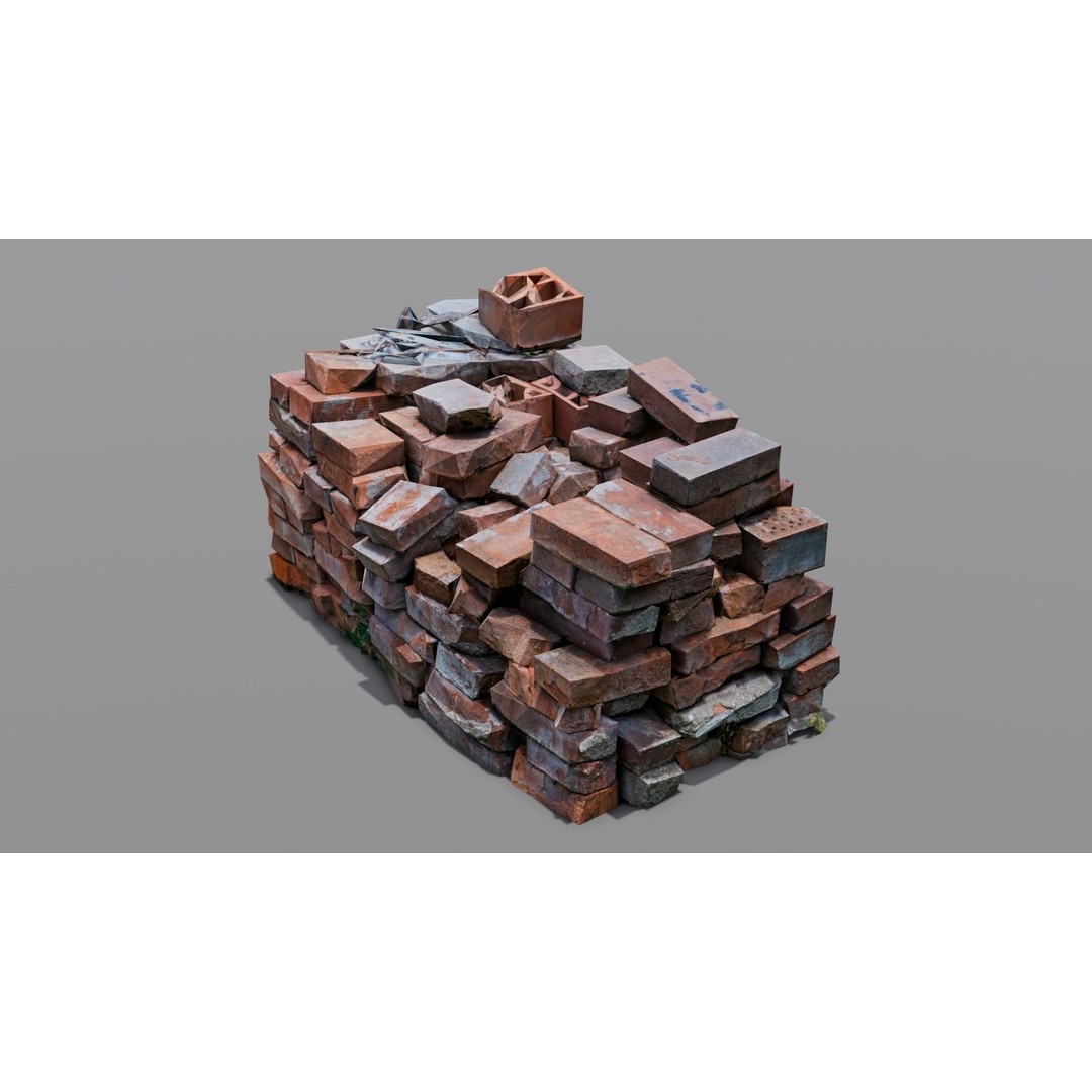 Bricks 3D Model – Low Poly Architectural Asset, FBX, OBJ - View 16