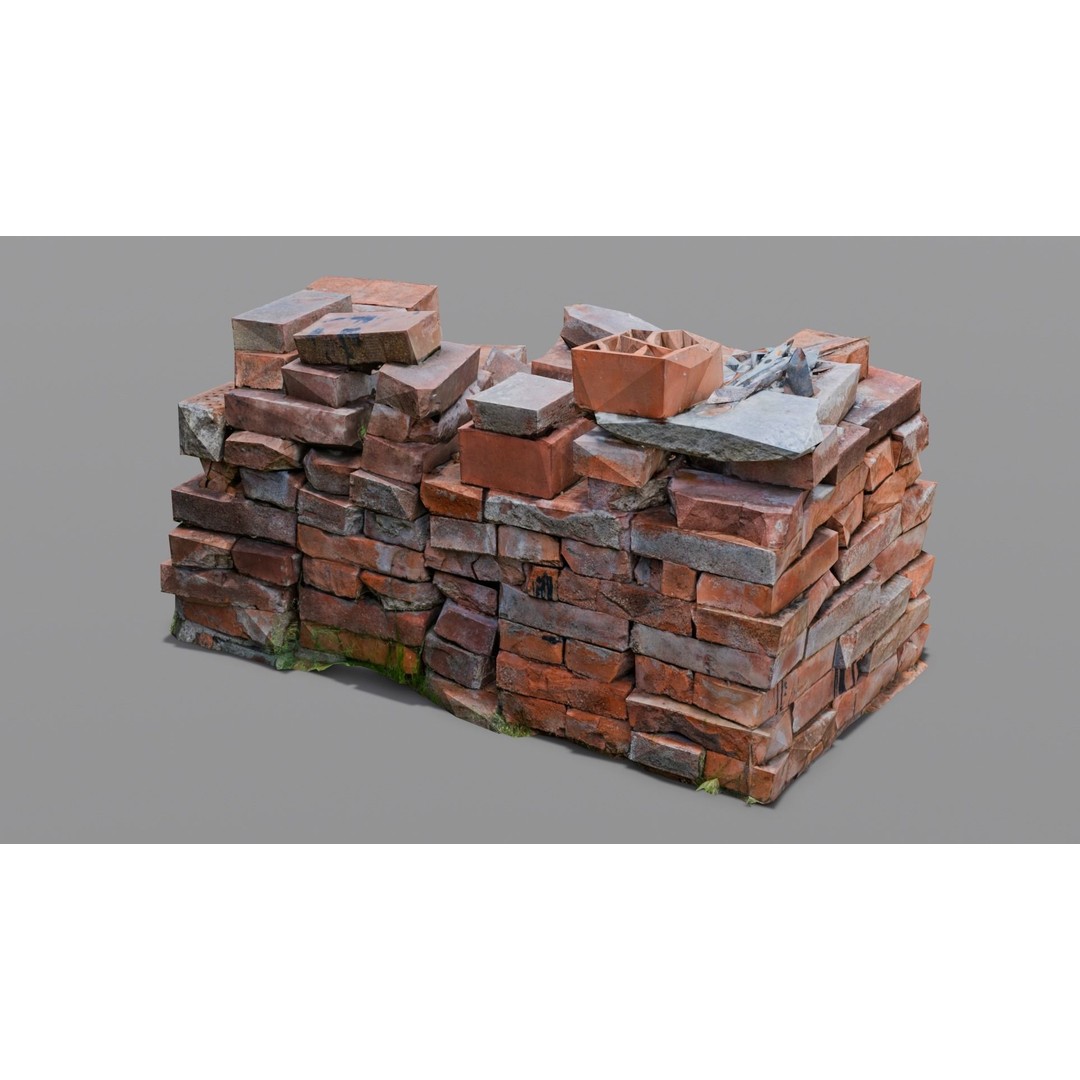 Bricks 3D Model – Low Poly Architectural Asset, FBX, OBJ - View 17