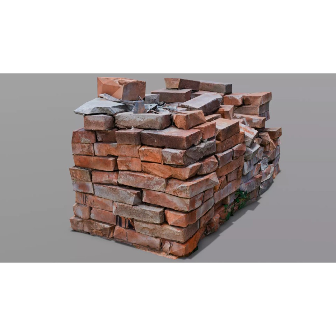 Bricks 3D Model – Low Poly Architectural Asset, FBX, OBJ - View 2