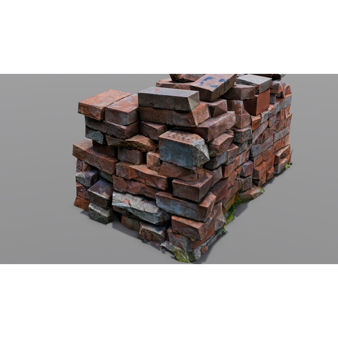 Bricks 3D Model – Low Poly Architectural Asset, FBX, OBJ - View 3