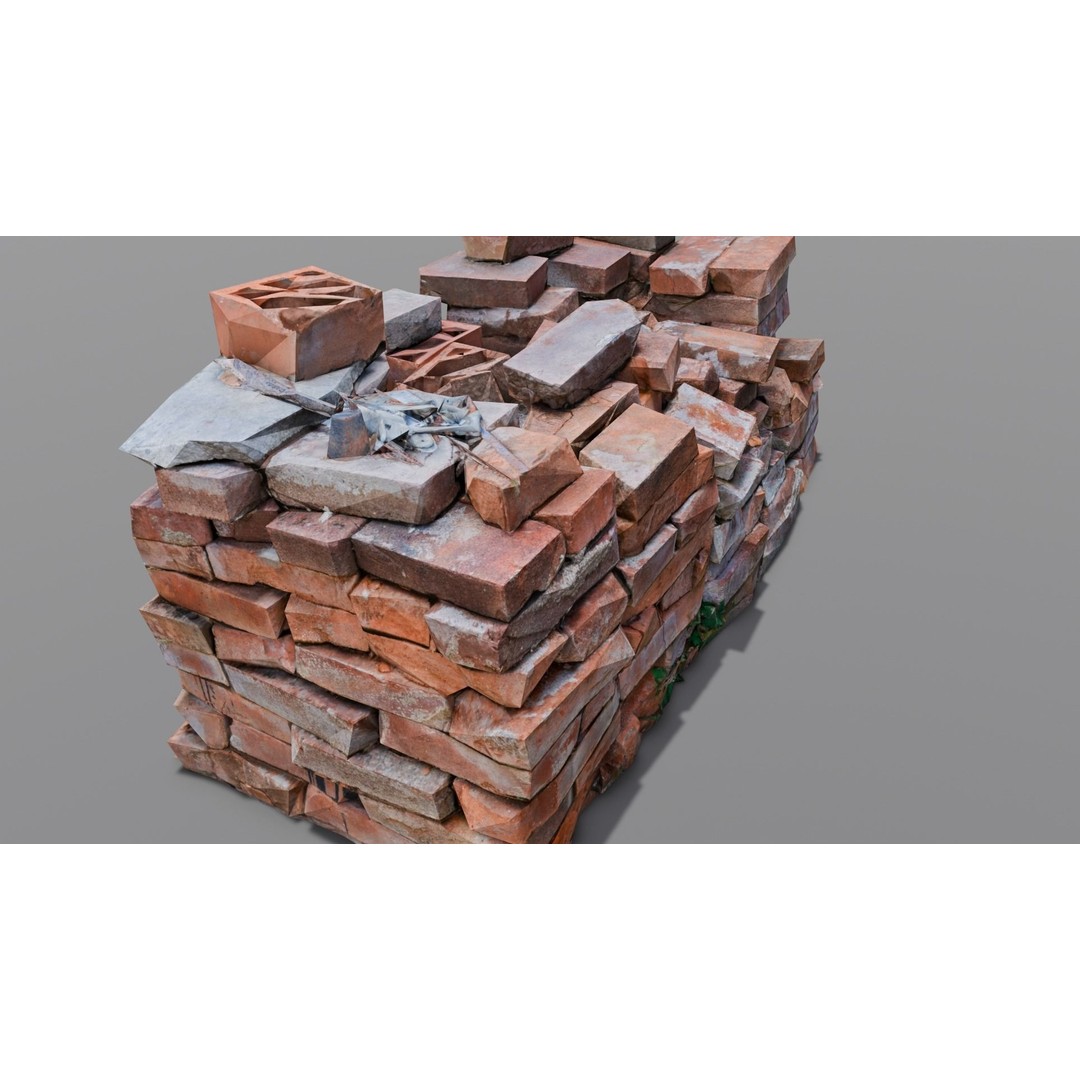 Bricks 3D Model – Low Poly Architectural Asset, FBX, OBJ - View 4