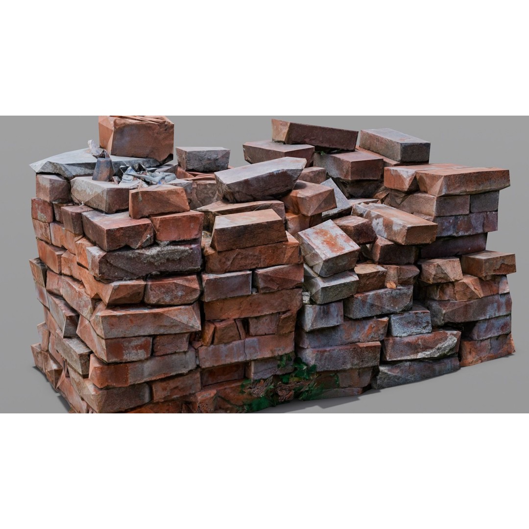 Bricks 3D Model – Low Poly Architectural Asset, FBX, OBJ - View 5