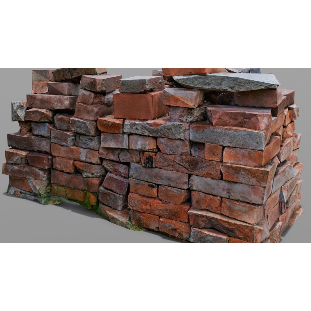 Bricks 3D Model – Low Poly Architectural Asset, FBX, OBJ - View 6