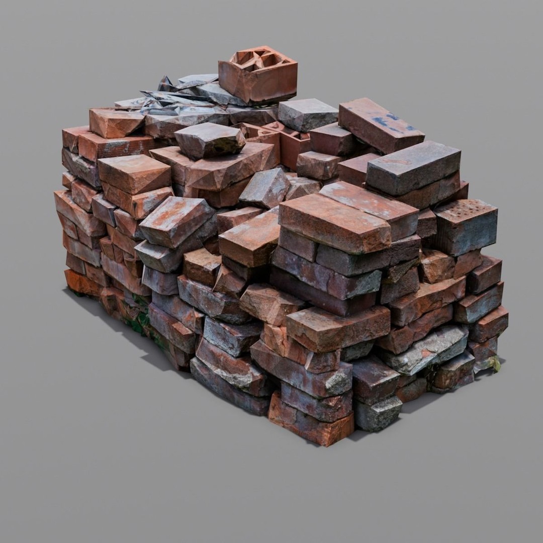 Bricks 3D Model – Low Poly Architectural Asset, FBX, OBJ - View 8