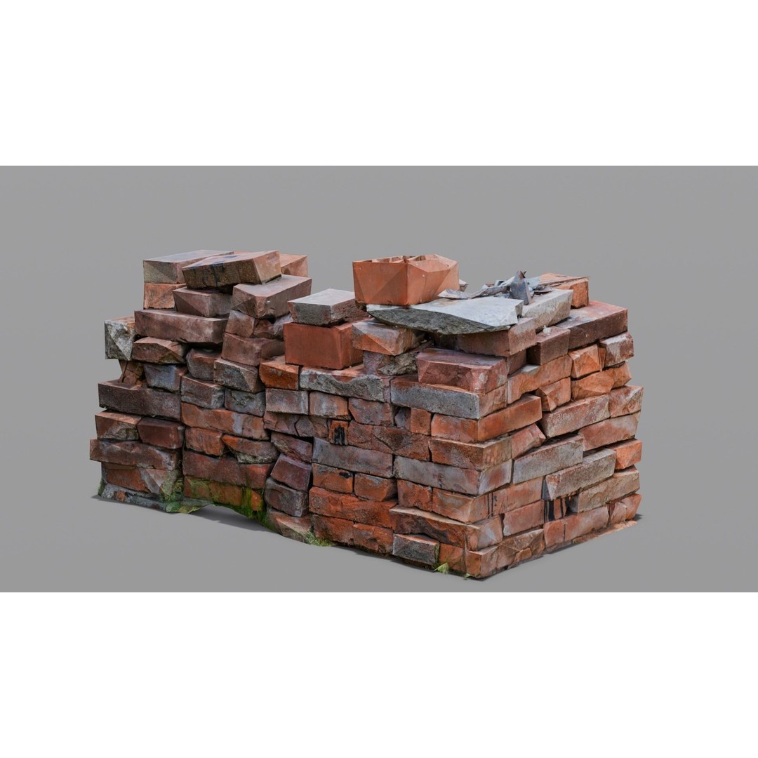 Bricks 3D Model – Low Poly Architectural Asset, FBX, OBJ - View 9